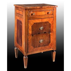 Veneered And Inlaid In Different Woods Bedside Table, Late 18th Century