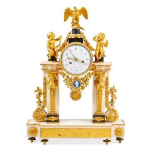 Gilded Bronze And Marble Table Clock, Le Blond Fils, Paris, 19th Century