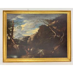 Bartolomeo Torreggiani "rocky Landscape With Figures"