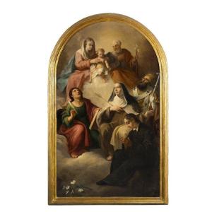 Lattanzio Querena , Attribué , Retable De La Sainte Famille En Gloire Avec Les Saints