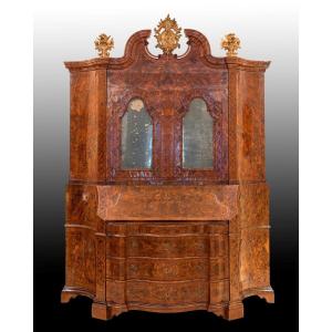 Large Venetian Trumeau Veneered In Briar, 18th Century