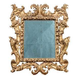 ébénisterie émilienne Du XVIIIe Siècle Miroir En Bois Sculpté Et Doré