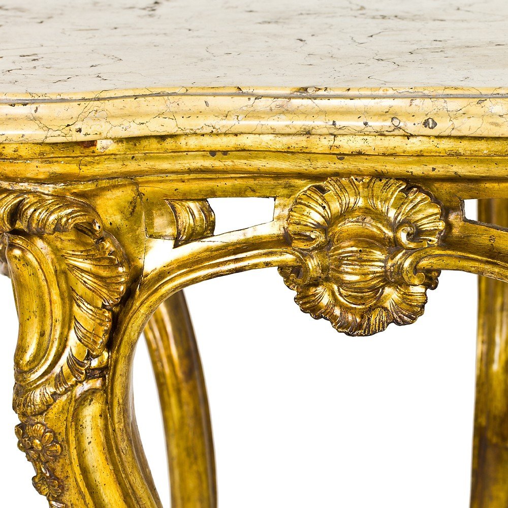 Pair Of Louis XV Naples Console Tables-photo-4