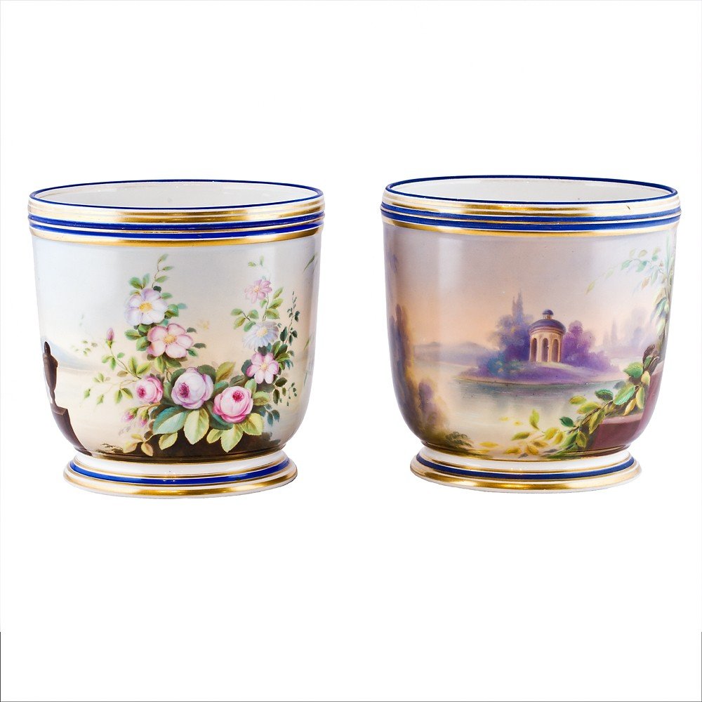 Pair Of Hand-decorated Porcelain Vases-photo-3