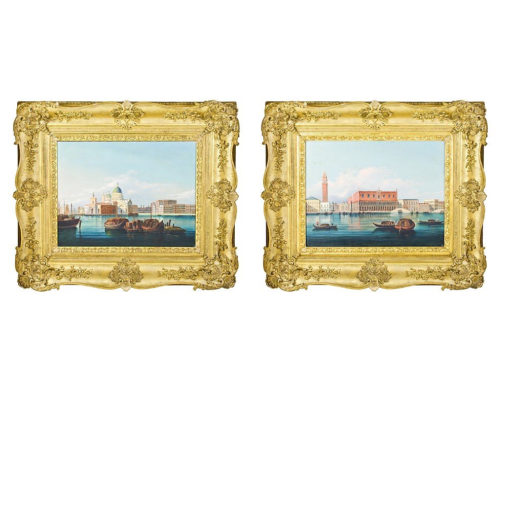 Pair Of Paintings Depicting Views Of Venice