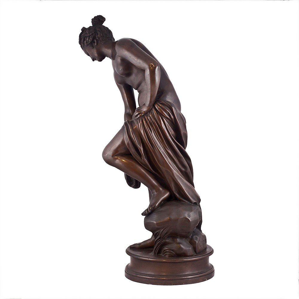 Bathing Venus Sculpture Signed “allegrain”-photo-3