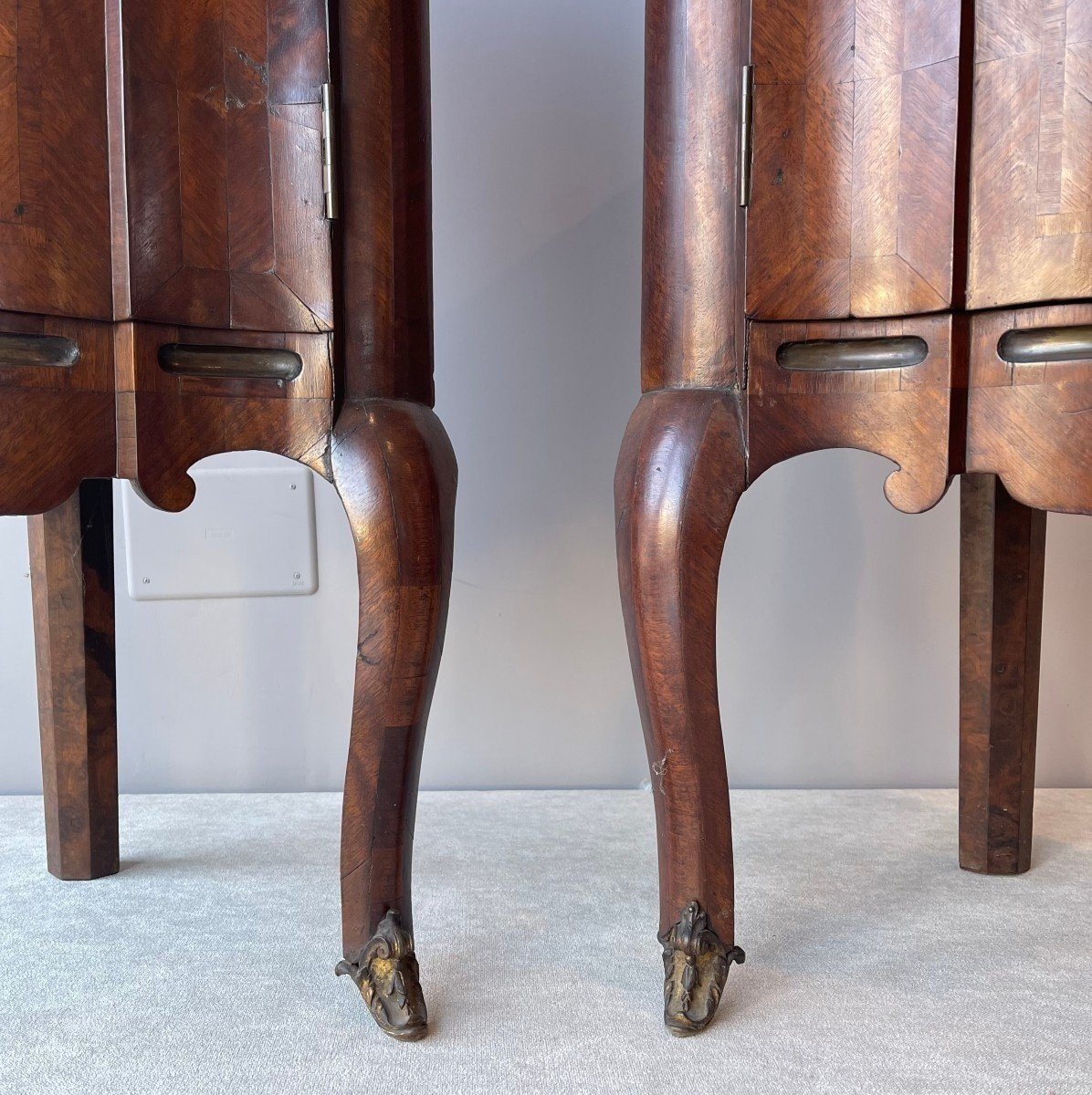 Rare Pair Of Louis XV Corner Cabinets Of Italian Origin-photo-1