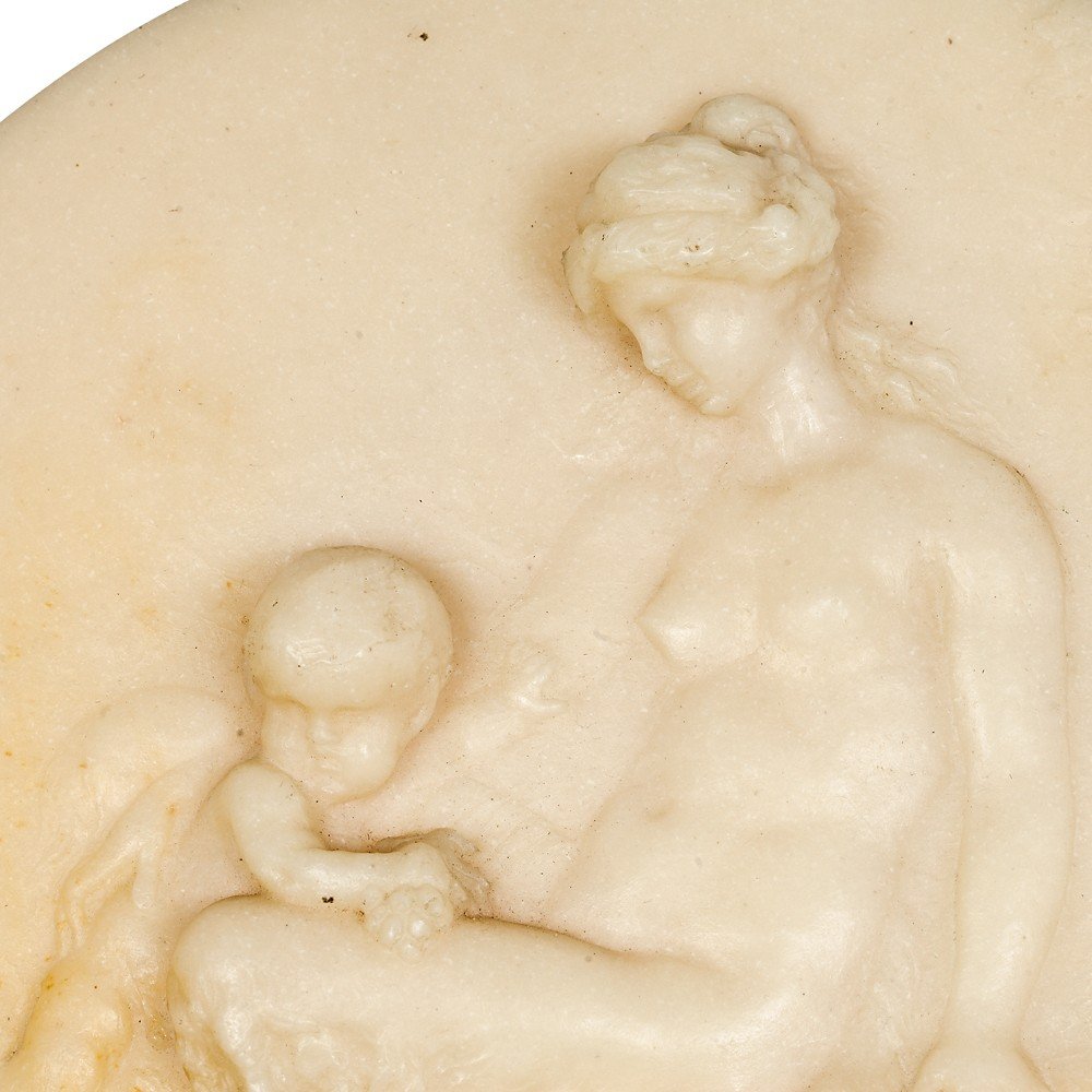 Pair Of Roundels In Alabaster Marble-photo-2