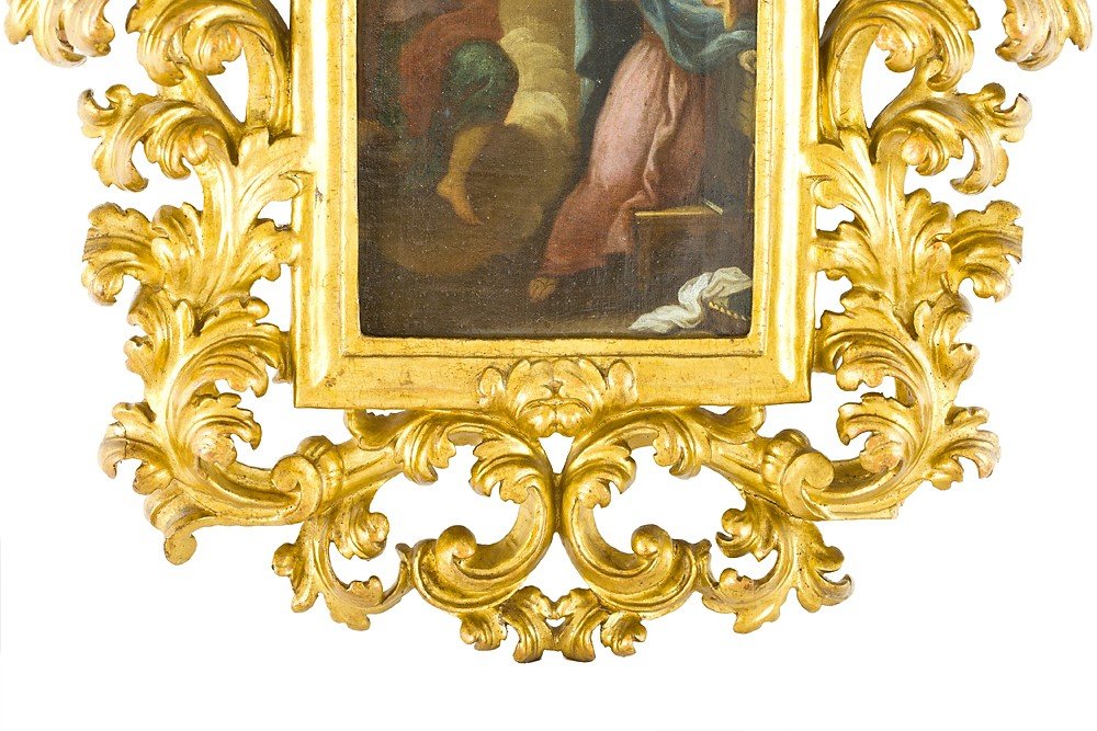 Pair Of Paintings Depicting "annunciation And Nativity".-photo-1