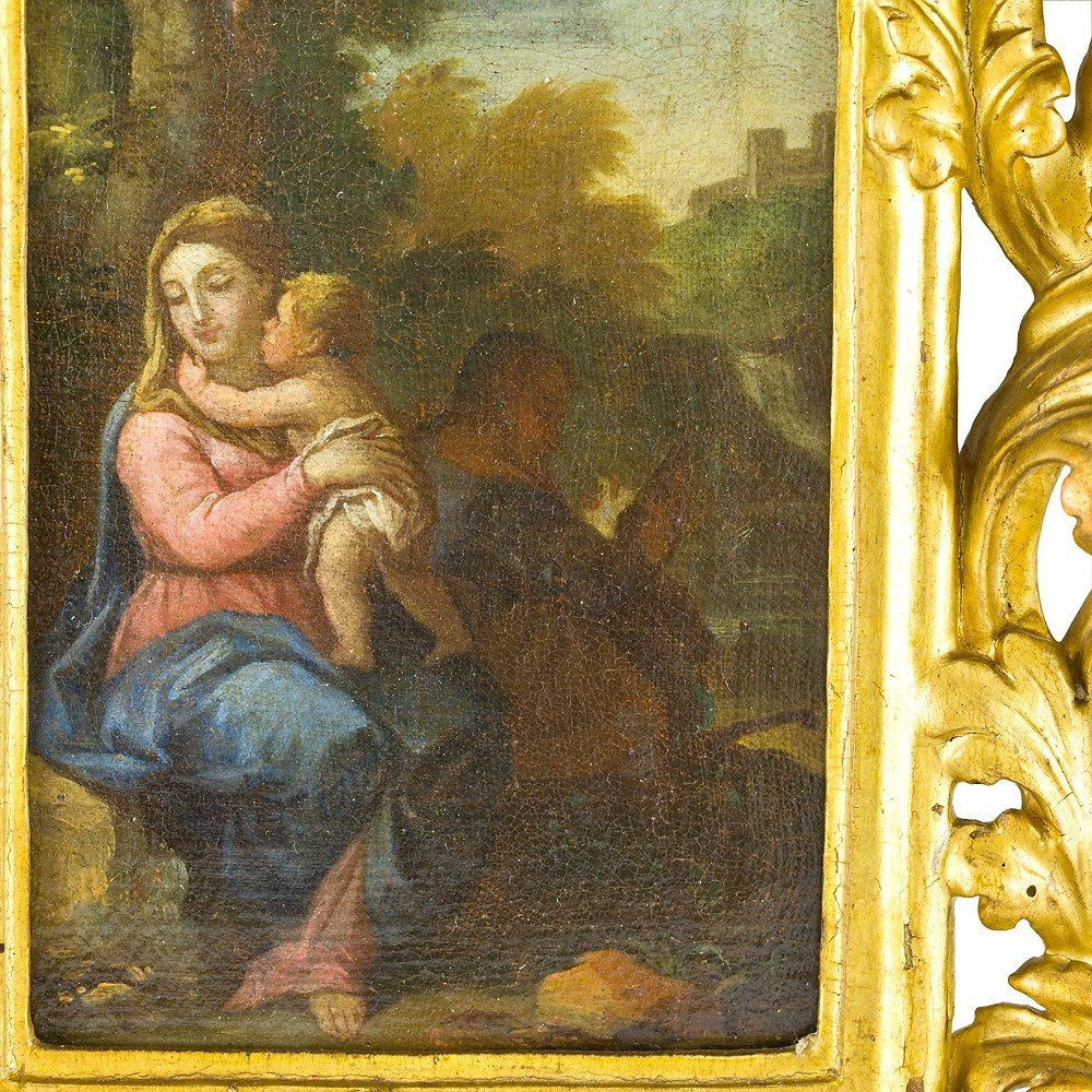 Pair Of Paintings Depicting "annunciation And Nativity".-photo-4