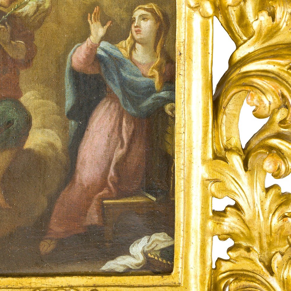 Pair Of Paintings Depicting "annunciation And Nativity".-photo-5