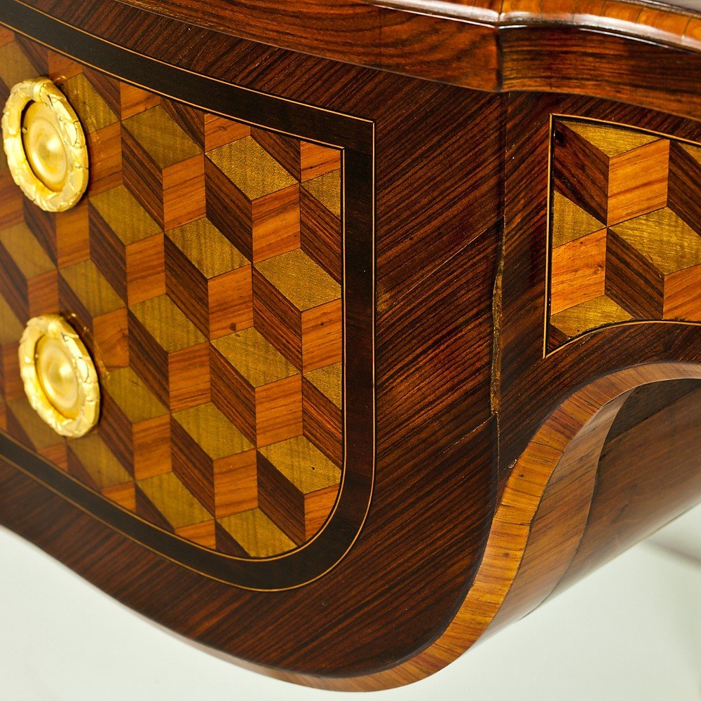 Marquetry Inlaid Desk With Gilded Bronze Applications-photo-5