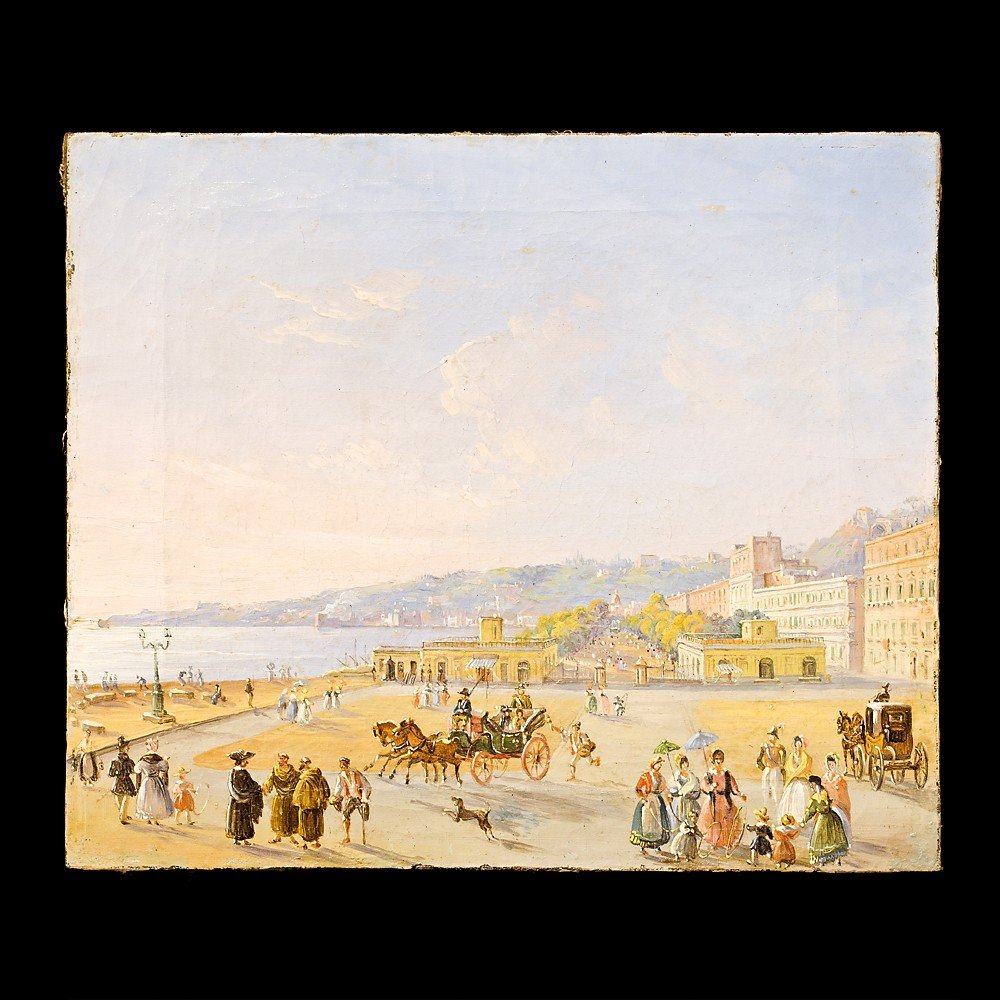 Painting Depicting The Municipal Villa Of Naples – Salvatore Candido