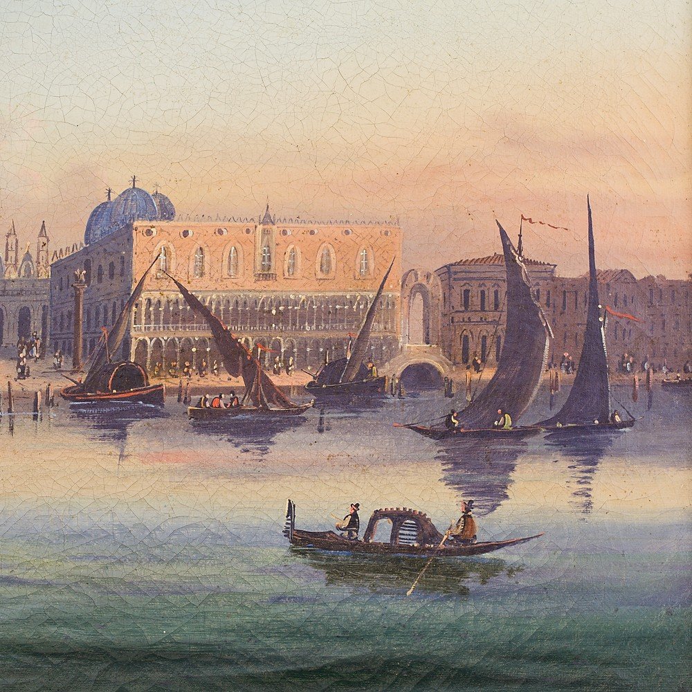 Paire De Tableaux Vues De Venise-photo-4