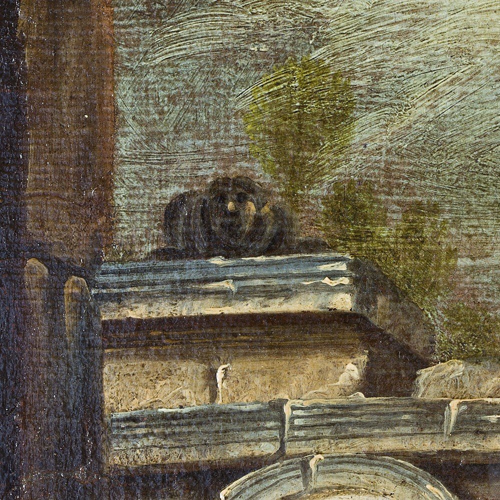 Peinture à l'Huile Sur Toile, Représentant « Capriccio Architectural »-photo-4