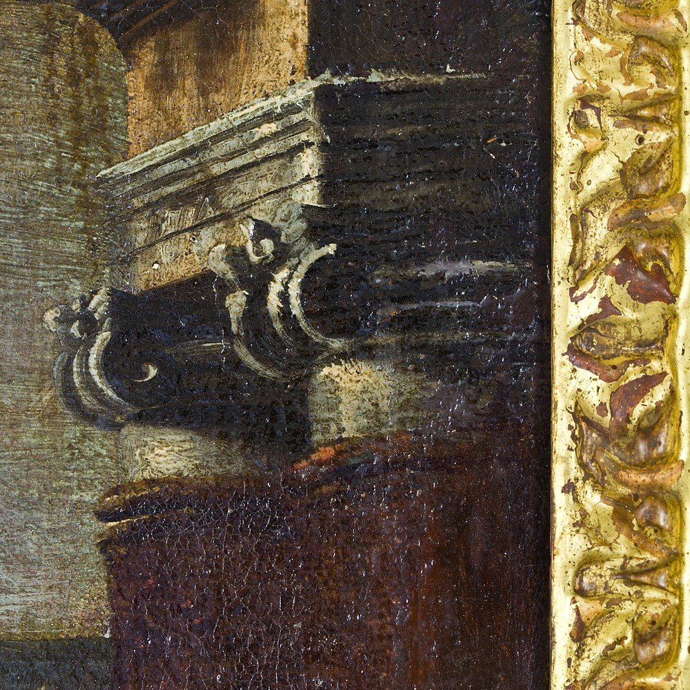 Peinture à l'Huile Sur Toile, Représentant « Capriccio Architectural »-photo-2