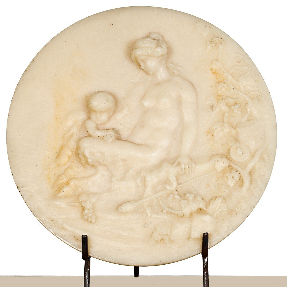 Pair Of Roundels In Alabaster Marble-photo-2