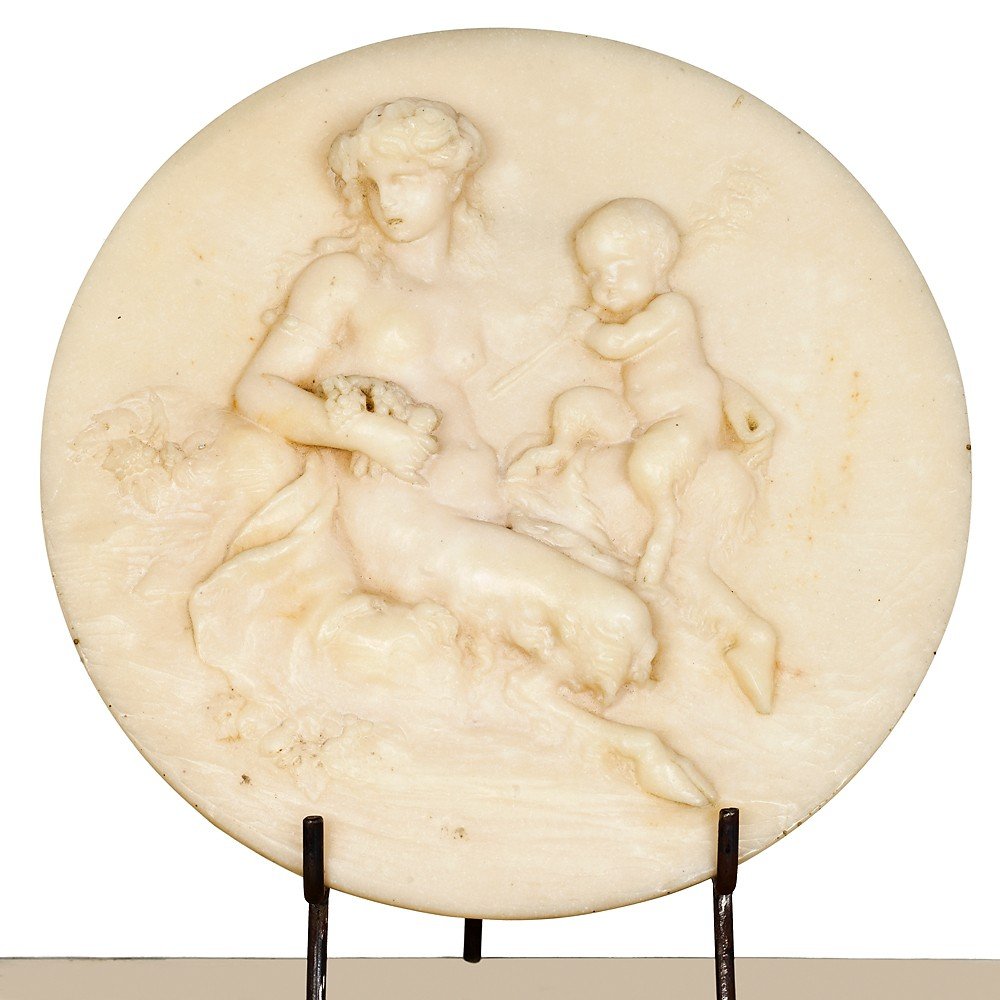 Pair Of Roundels In Alabaster Marble-photo-3