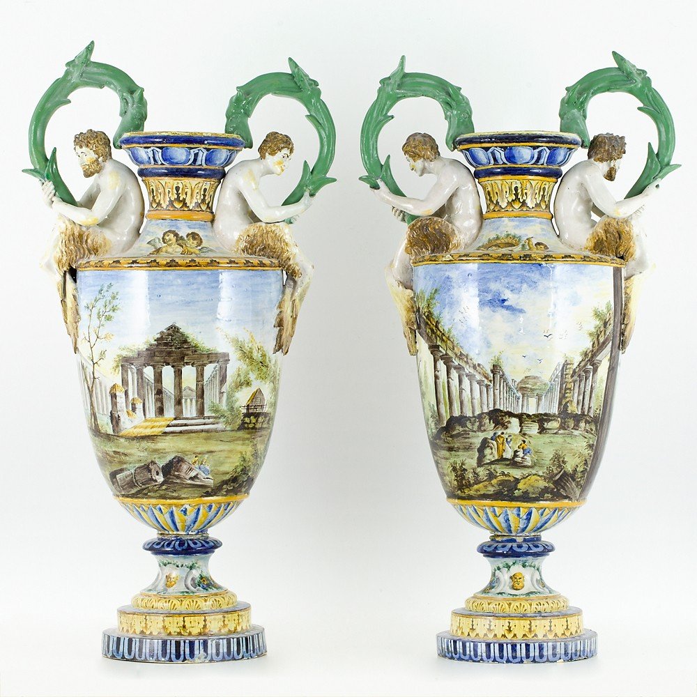 Pair Of Large Two-handled Vases – Gaetano Battaglia-photo-2