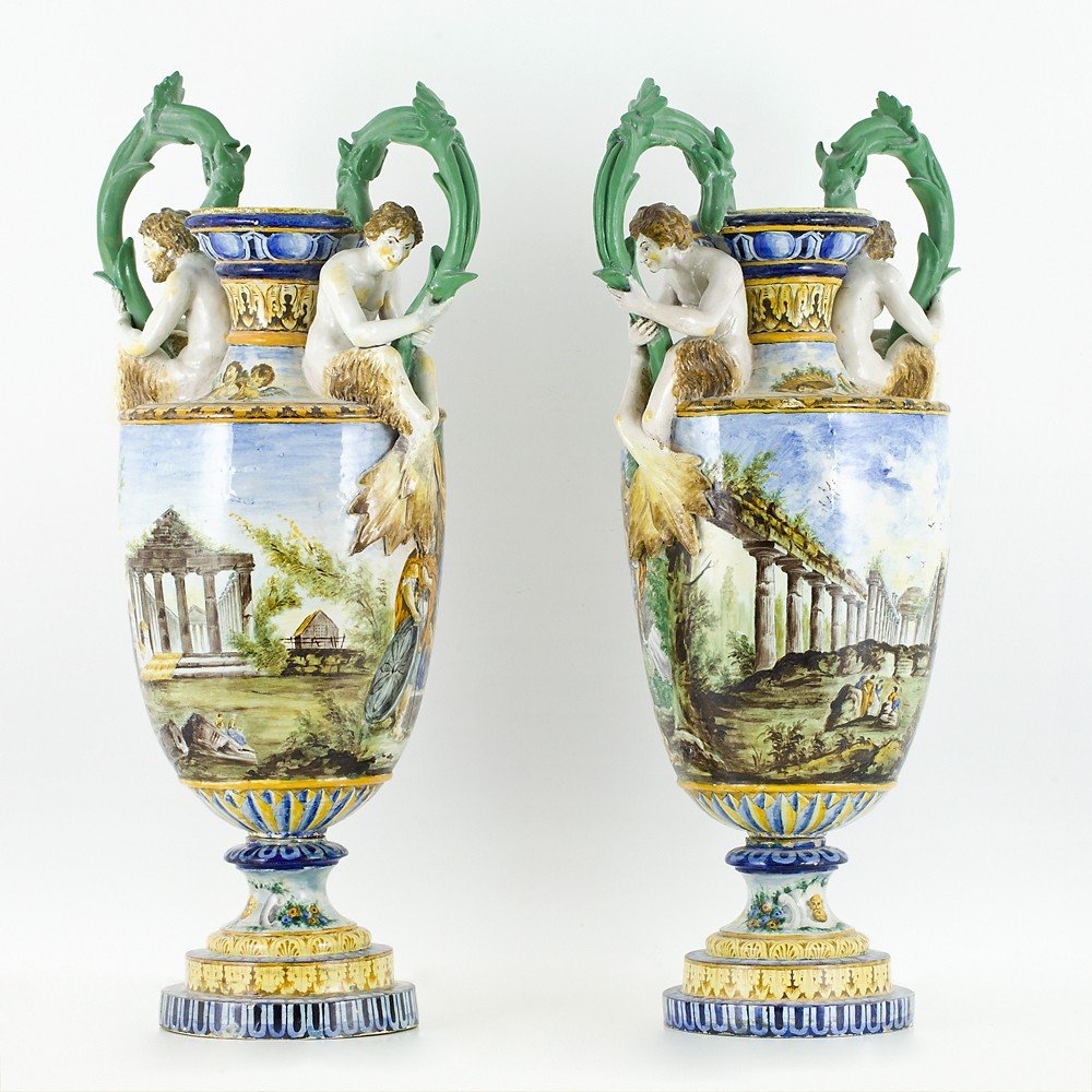 Pair Of Large Two-handled Vases – Gaetano Battaglia-photo-3