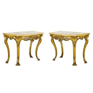 Pair Of Louis XV Naples Console Tables