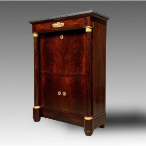 Restored Antique Folding Secretary, Mahogany Feather, Empire Period