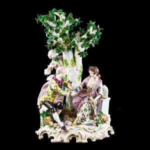 French Porcelain Representing A Gallant Scene Signed “frankenthal”