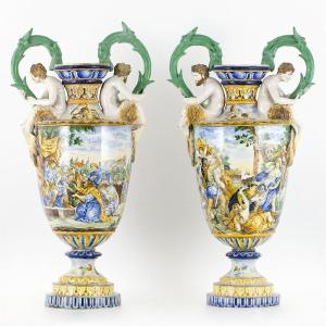 Pair Of Large Two-handled Vases – Gaetano Battaglia