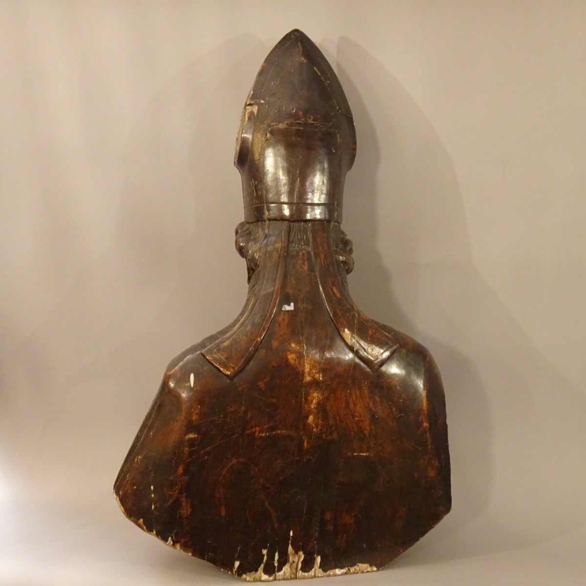 Buste d'évêque En Bois Argenté, XVIIe Siècle-photo-2