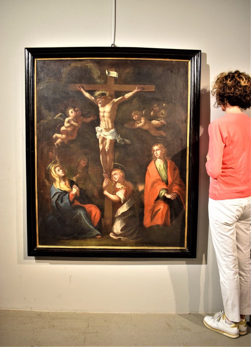 The Crucifixion - Large Flemish Canvas - First Of The 16th Century-photo-8