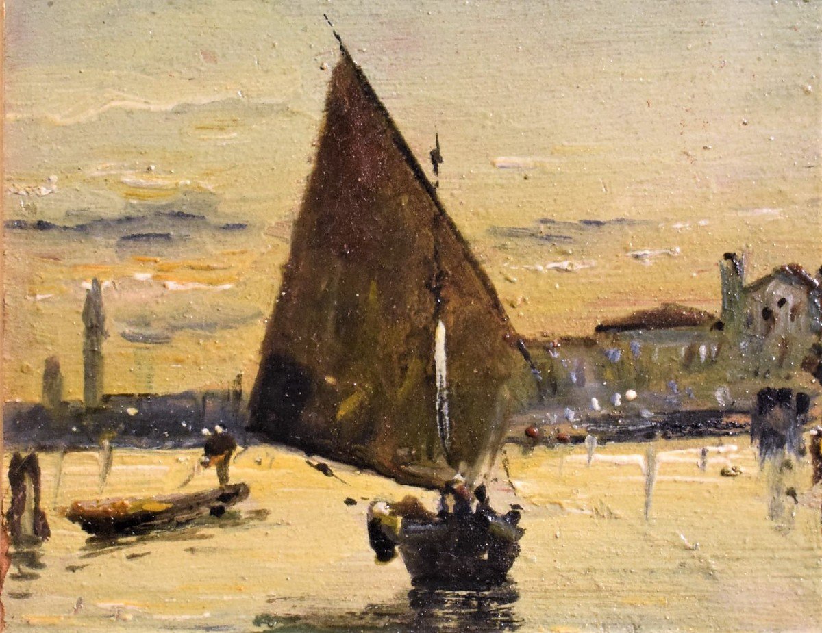 Venise, lever de soleil doré sur la lagune - Francisco Pradilla Ortiz  (1848-1921)-photo-1