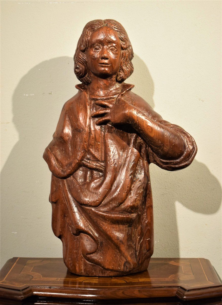 Wooden Sculpture  Of St. John  -  French School Of The 16th Century-photo-2