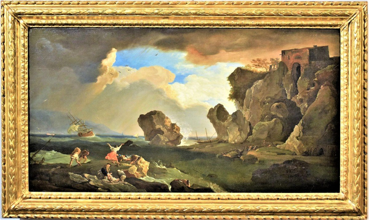 Naufrage  - Claude Joseph Vernet ( 1714 - 1789)   signé Vernet et daté 1786 