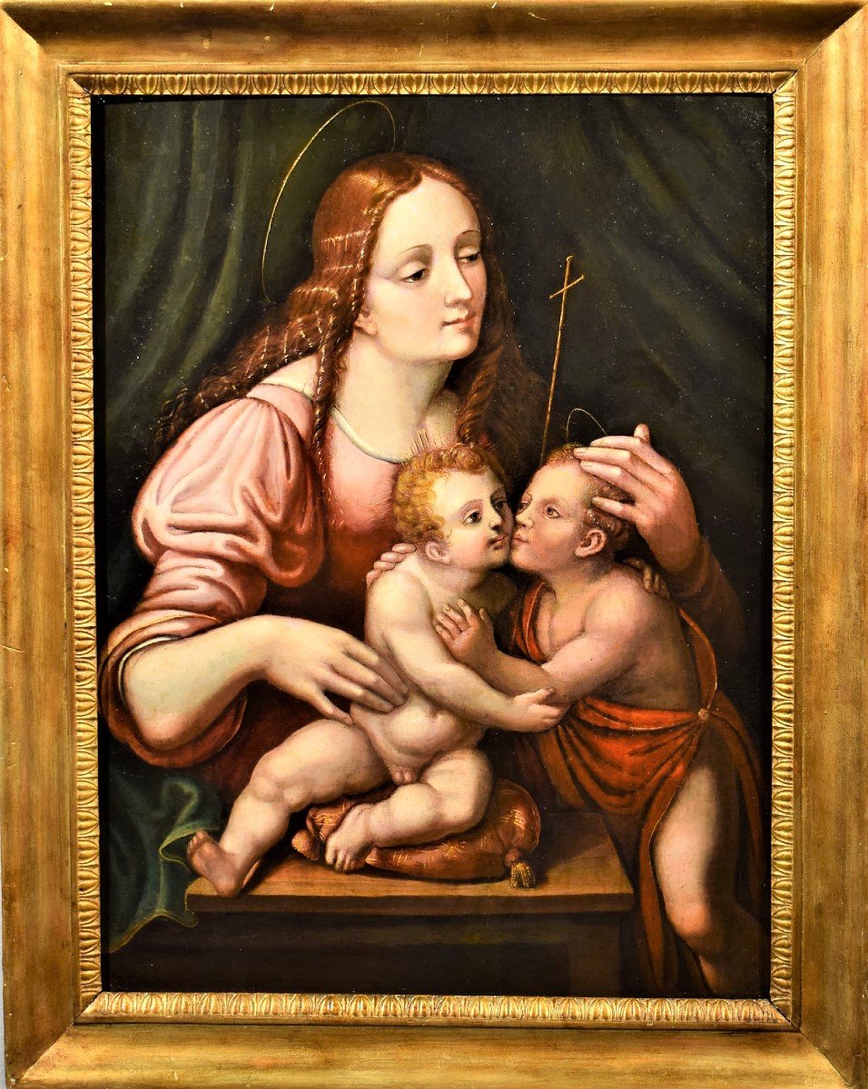Vierge à l'Enfant et Saint Jean Baptiste - Ecole lombarde du XVIème-photo-2