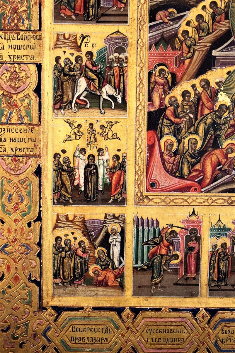 The Great Feasts And Scenes From The Gospels And The Old Testament - Ancient Russian Icon-photo-3