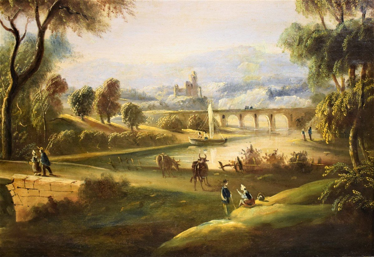 River Landscape - Workshop Of Paolo Anesi (rome 1697-1773)-photo-1