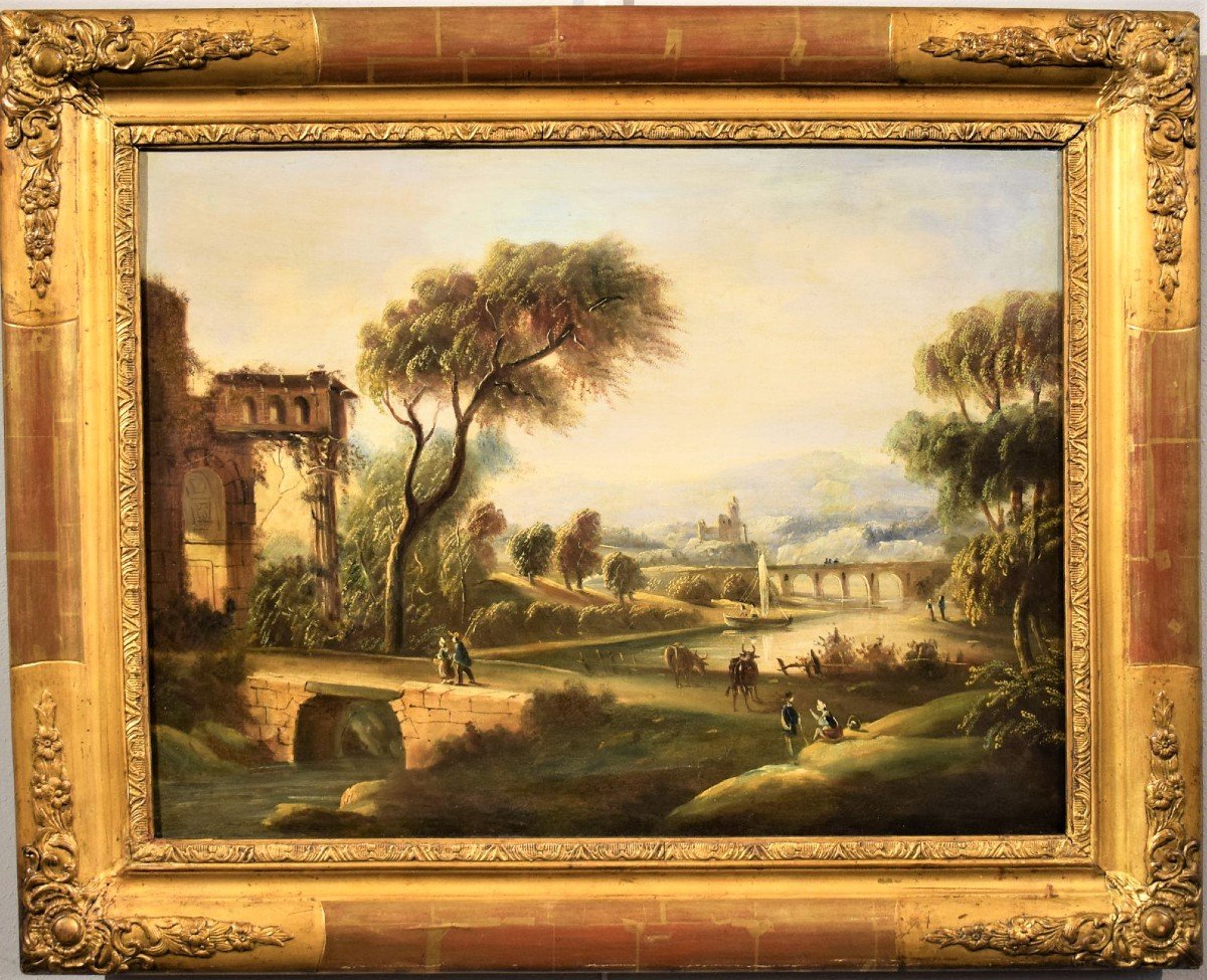 River Landscape - Workshop Of Paolo Anesi (rome 1697-1773)