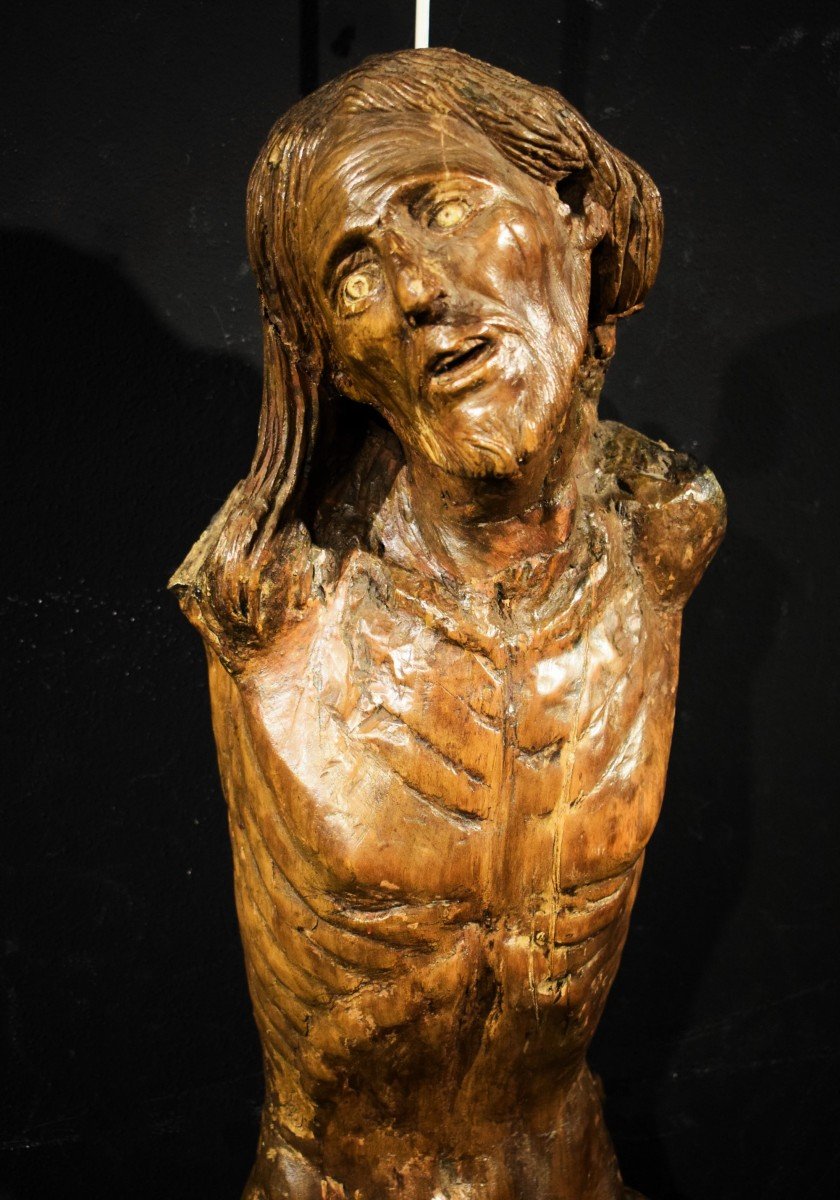Crucified Christ - Wooden Sculpture -  End Of The 16th Century-photo-3