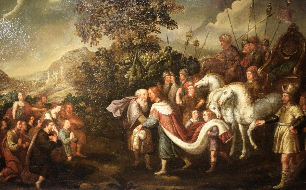 Jacob et Ésaü - Grand toile  flamand , 17ème siècle -photo-2