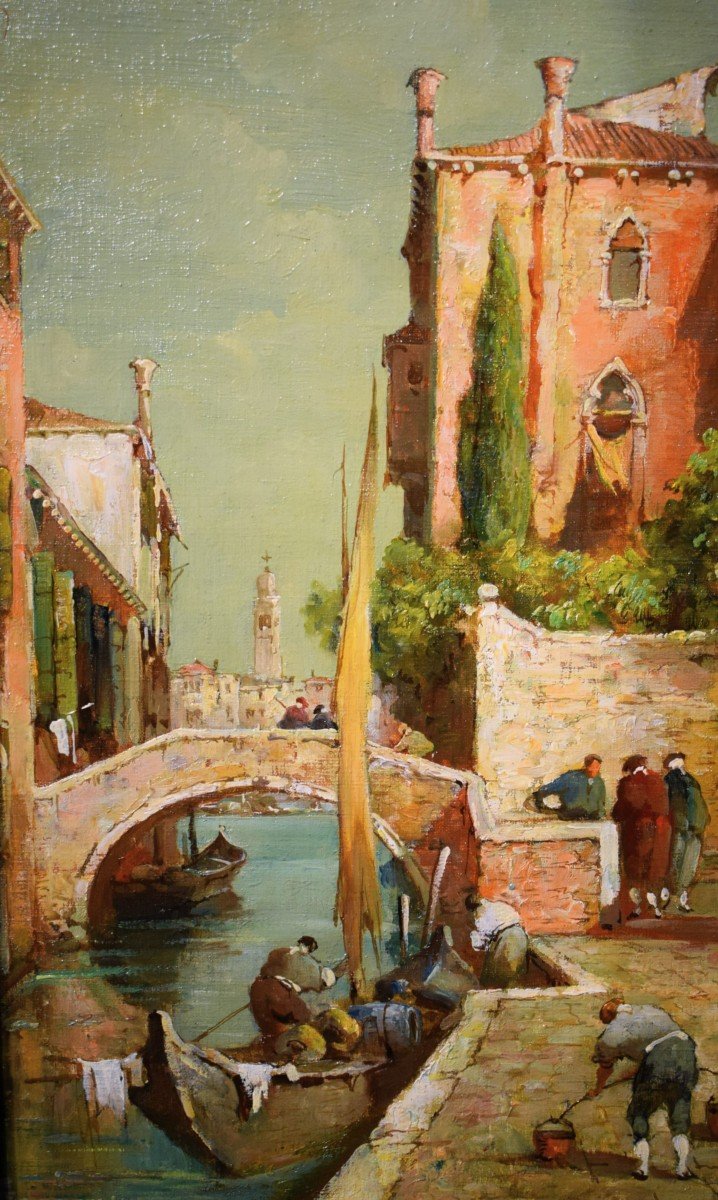 Paire de vues vénitiennes - Eugenio Bonivento  (Chioggia, 1880 – Milan, 1956)-photo-4