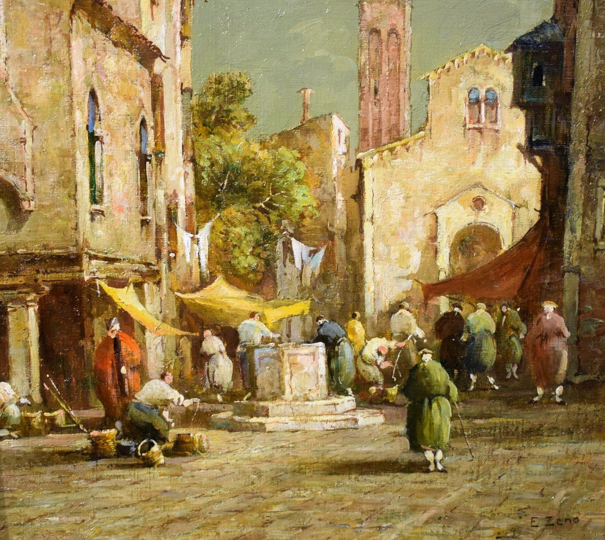 Paire de vues vénitiennes - Eugenio Bonivento  (Chioggia, 1880 – Milan, 1956)-photo-6