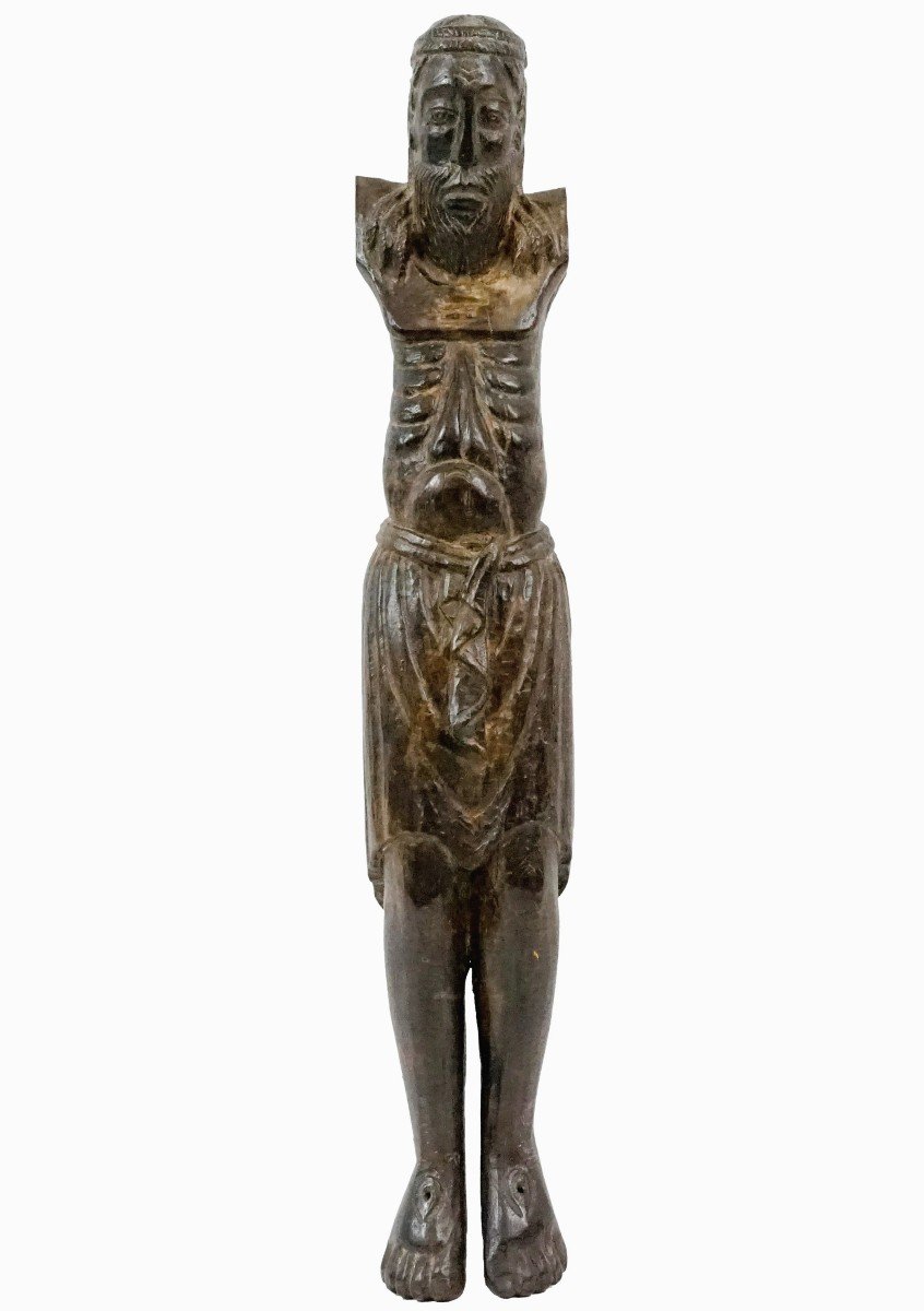 Christ Crucified - Wooden Sculpture In Medieval Style.-photo-2