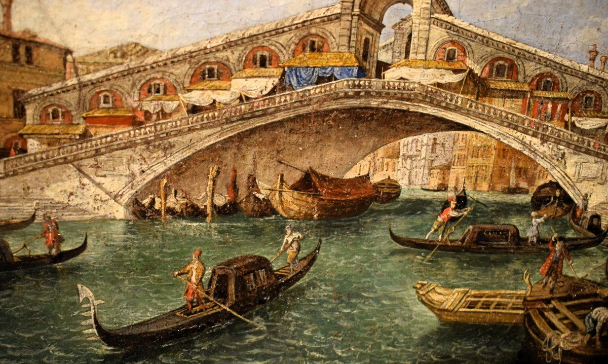 Venise, le Pont du Rialto - Maître vénitien du XVIIIe siècle-photo-4