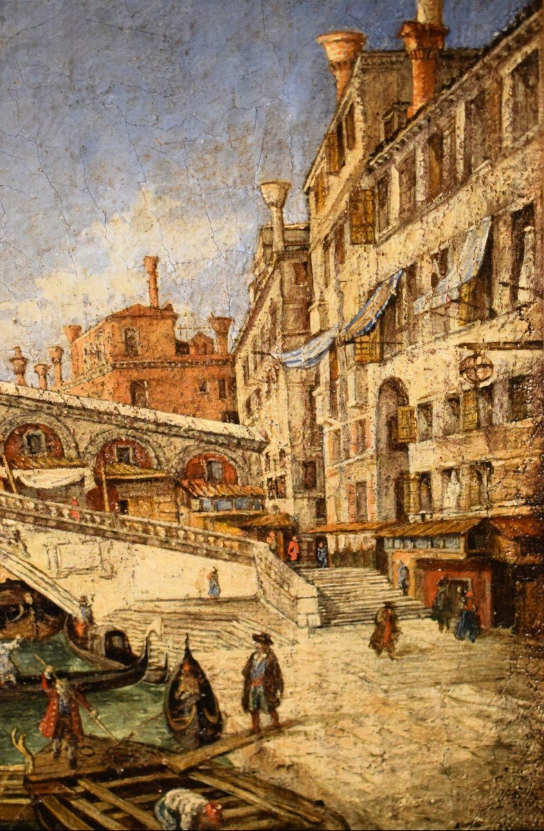 Venise, le Pont du Rialto - Maître vénitien du XVIIIe siècle-photo-5