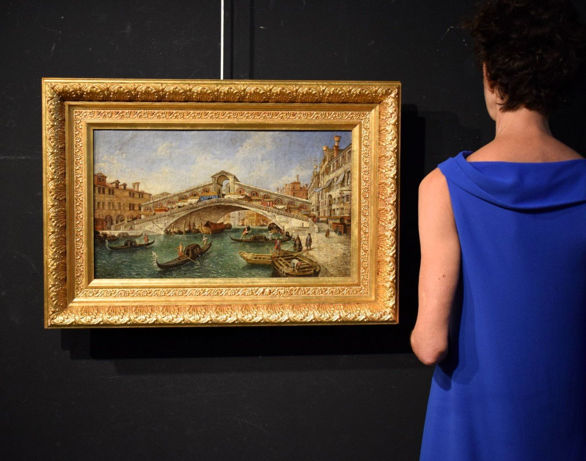 Venice, The Rialto Bridge - Venetian Master, 18th Century-photo-7