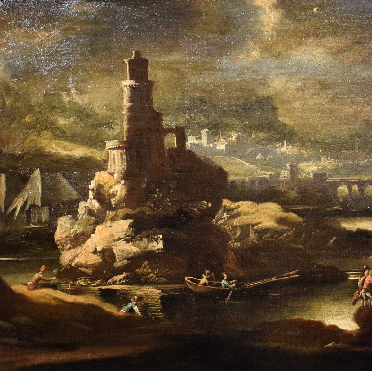 Paysage nocturne  - Pieter Mulier (Haarlem,1637-Milan,1701) cercle-photo-1