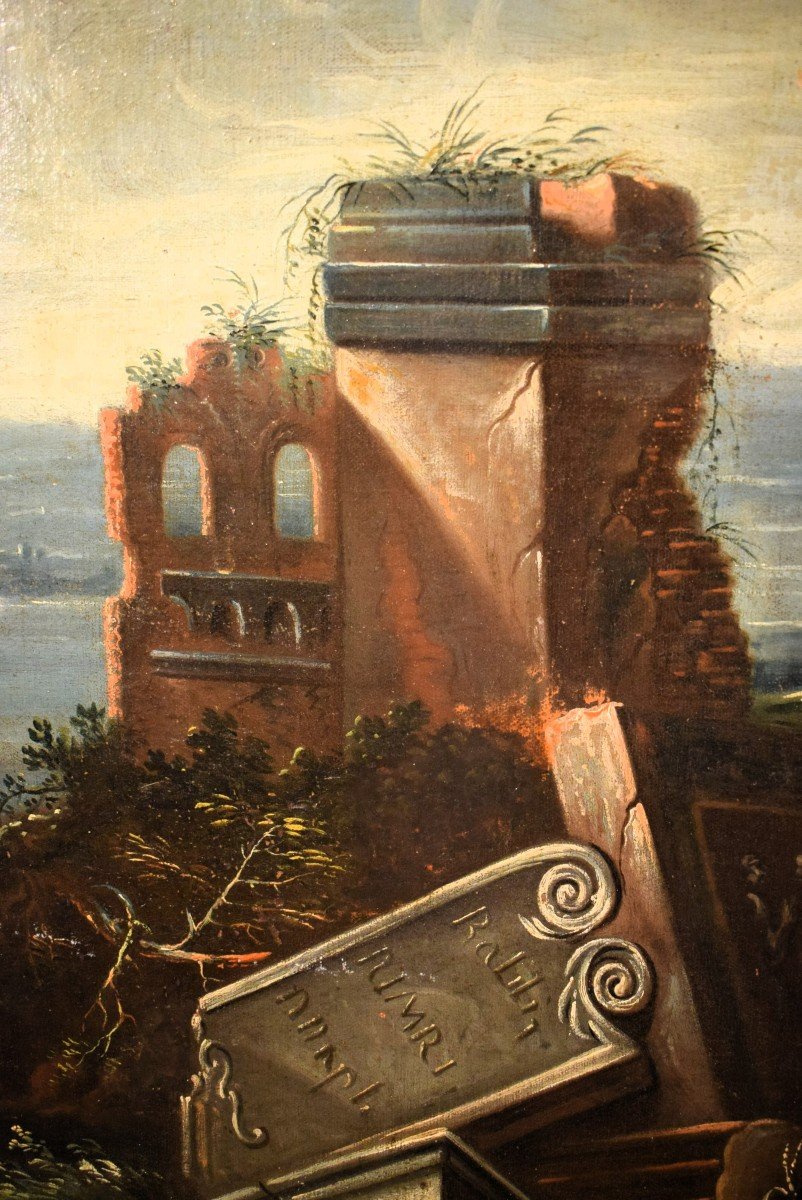 Antonio Diziani (Venise 1737-1797) atelier - Paysage de lac avec ruines et personnages-photo-6