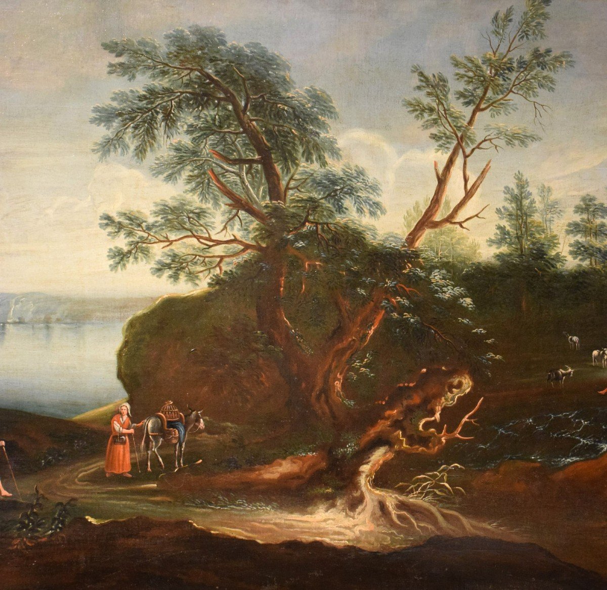 Antonio Diziani (Venise 1737-1797) atelier -  Paysage lacustre avec forêt et personnages.-photo-3