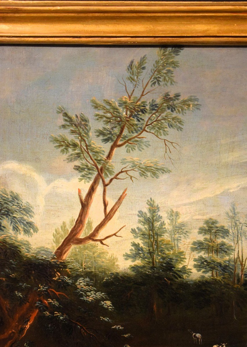 Antonio Diziani (Venise 1737-1797) atelier -  Paysage lacustre avec forêt et personnages.-photo-7