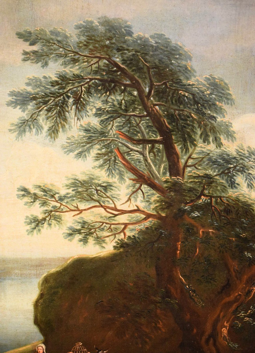 Antonio Diziani (Venise 1737-1797) atelier -  Paysage lacustre avec forêt et personnages.-photo-6